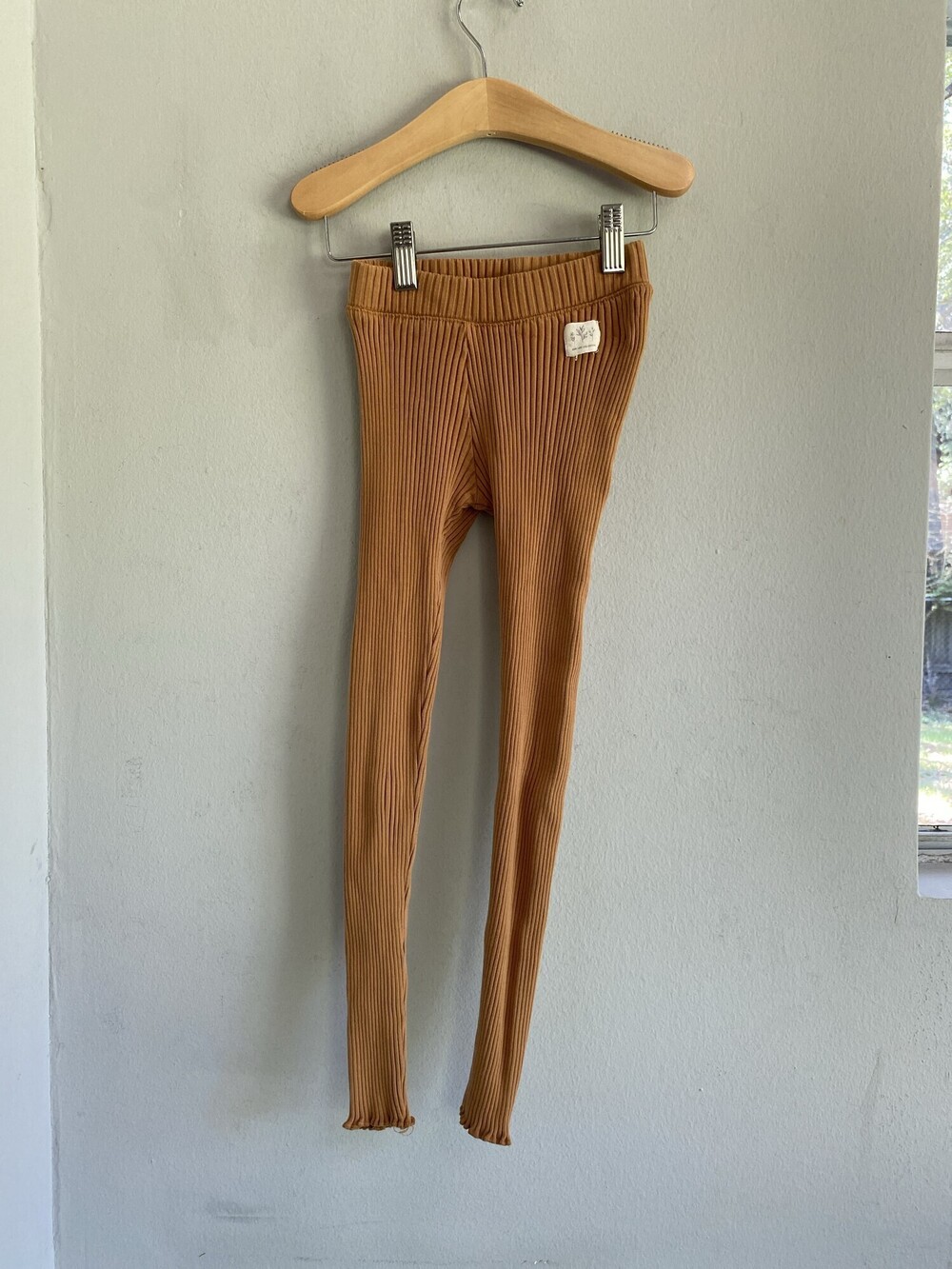 Zara Kids Tan Cotton Blend Ribbed Leggings Girls Size 8